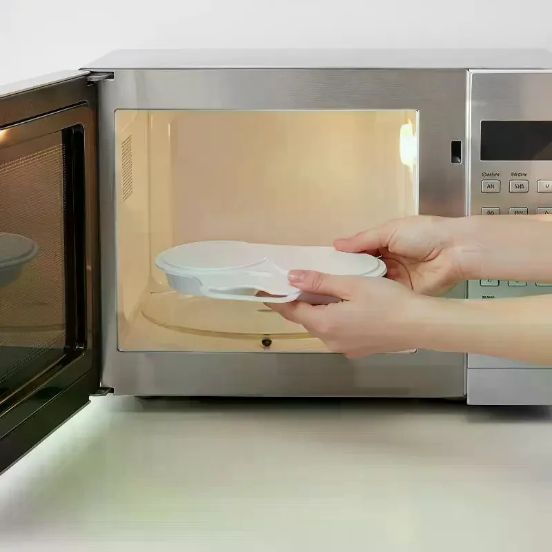 Food Grade Plastic Microwave Egg Poacher 2 Cavity Heat Resistantfor Breakfast