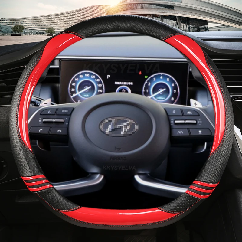 Carbon Fibre Car Steering Wheel Cover For Hyundai Tucson 2021 2022 NX4 Elantra 2020 Sonata 10th 2020 2021 2022 Auto Accessories view 6