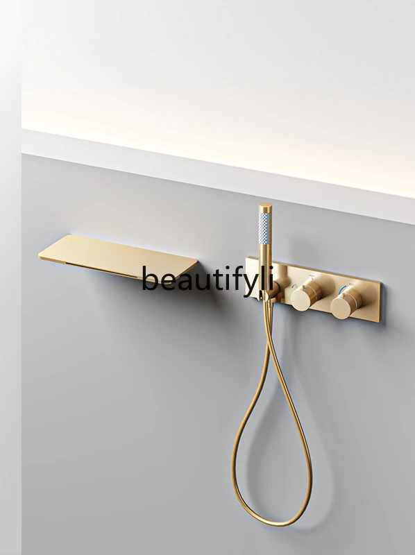 In-wall all-copper hot and cold concealed waterfall faucet bathroom bathtub shower set