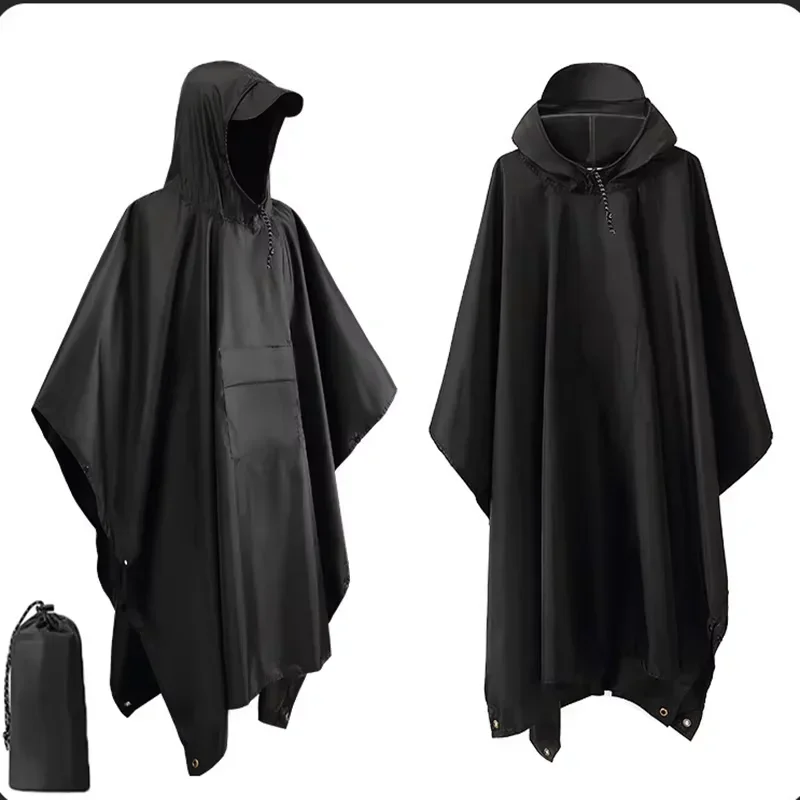 Capa de Chuva Militar 3 em 1 para Atividades ao Ar Livre com Capuz, Poncho Impermeável, Cobertura para Motocicleta, Camping, Hiking e Viagens