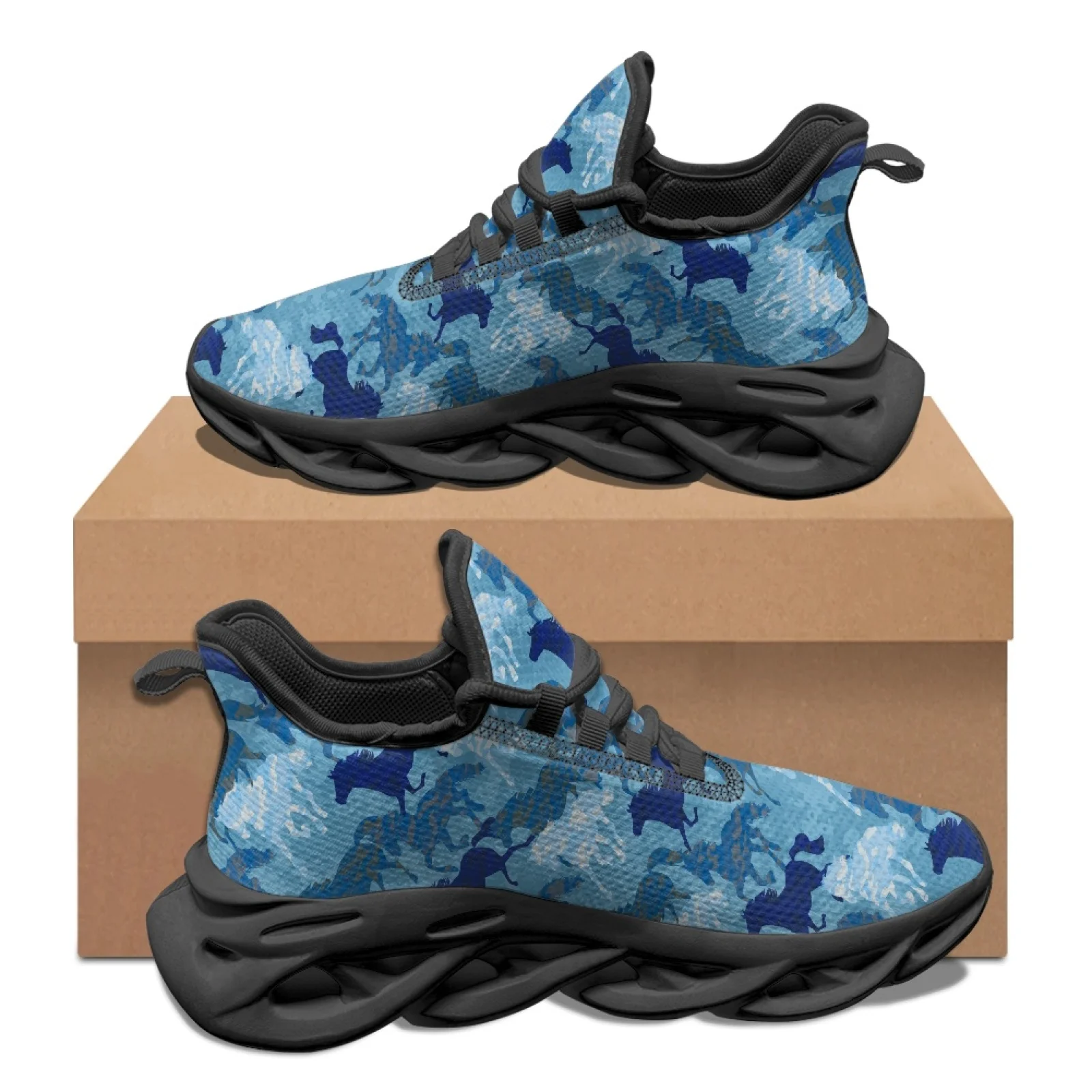 PENSTROLL Blue Galloping Horse Cushioned Blade Sneakers Running Sneaker for Sport Lightweight Mens Running Shoes