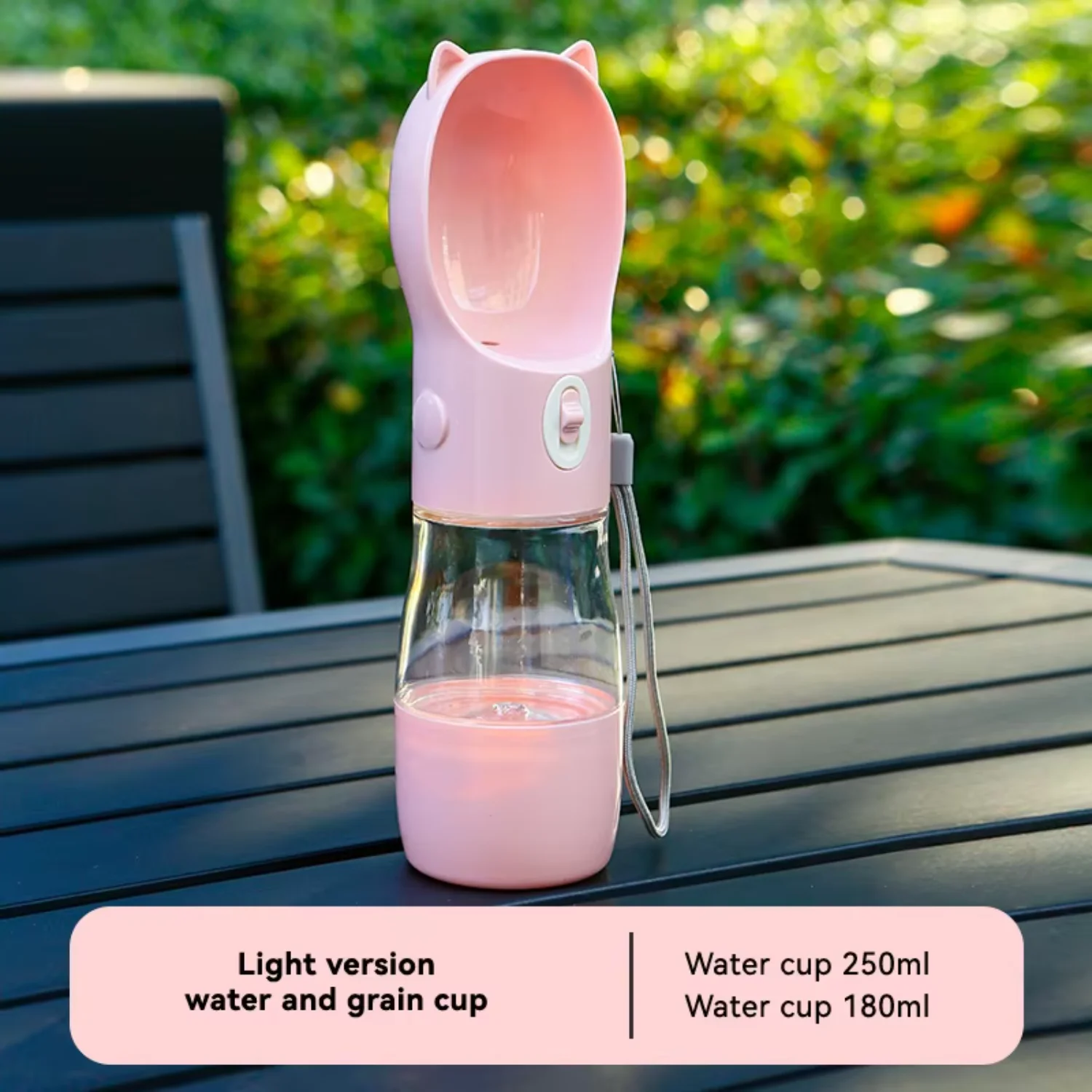 Cuenco portátil para perros y gatos, dispensador de agua con accesorios de pala, 550ml