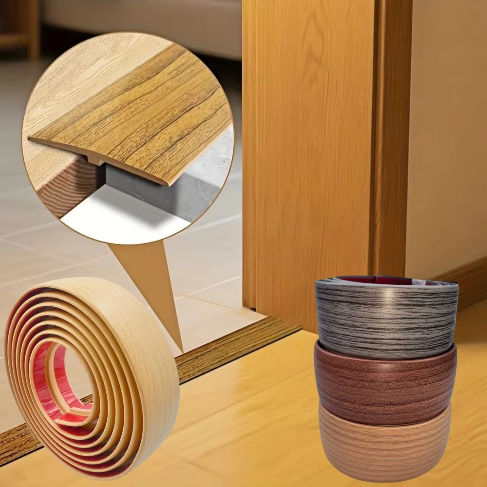 

1 шт., 2 м x 5 см, переходная полоса для ковра до плитки, самоклеящаяся Т-образная крышка порога, бытовая полоса-разделитель под дерево