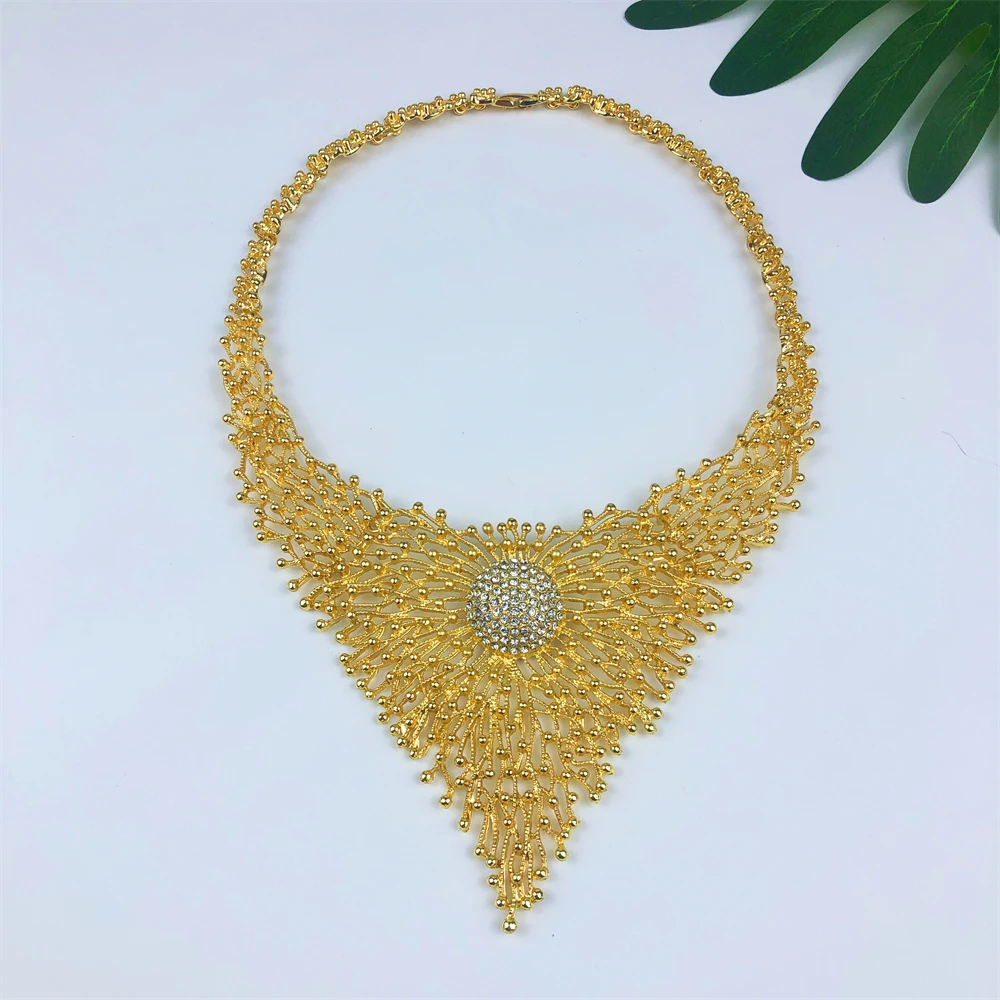 TITI Bohemia Trendy 18K Gold Plated Jewelry Set for Women Necklace Earrings Fashion Anniversary Party Dubai Bridal Wedding Gifts