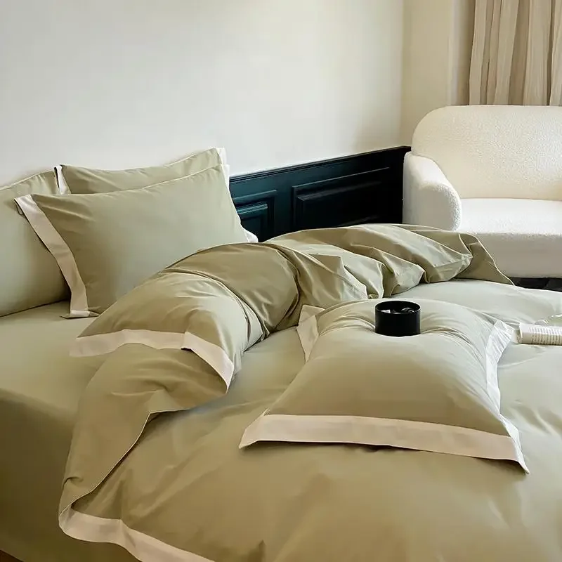 Pure cotton abraded, four-piece bedding quilt cover.