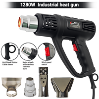 1280W Heat Gun Professional Hot Air Gun Adjustable Temperature 150-600D 4 Nozzles for DIY Stripping Paint Shrinking PVC and Home
