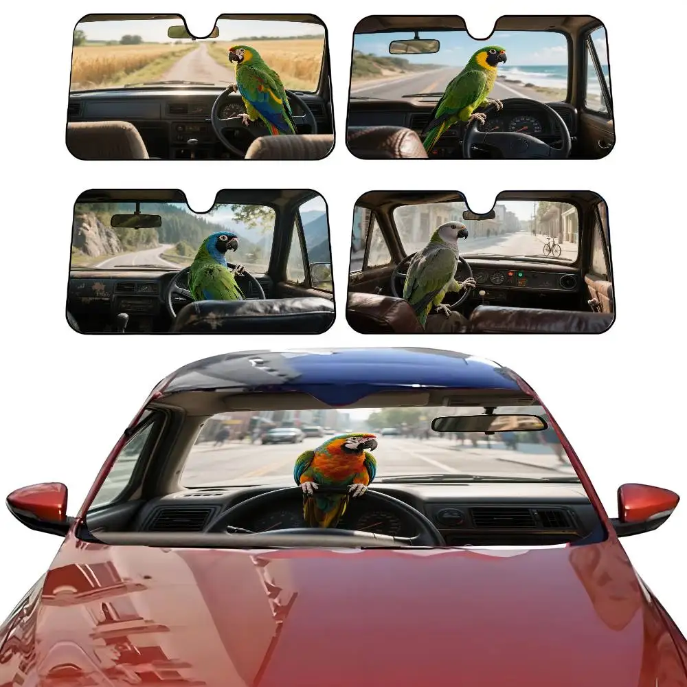 

Drive Funny Parrot Cool Car SunShade Windshield Anti-UV Protection Front Sun Shade Cooling Protector for Vehicle Interior