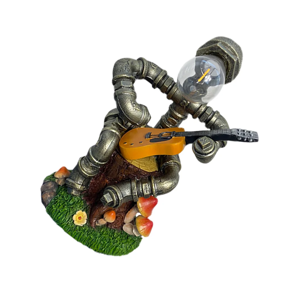 

1pc Retro Robot Solar Lamp Outdoor Garden Decor Resin Statue Courtyard Yard Lighting Decoration Lovely Robot Ornament