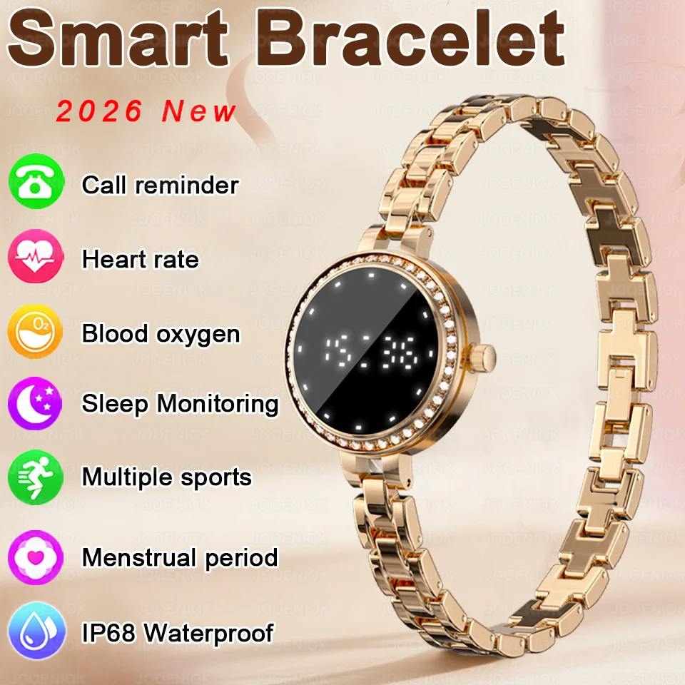 

Fashion Smart Bracelet Women Sport Mode Fitness Tracker Heart Rate Sleep Message Reminder IP68 Waterproof Smart Watch 2026 New