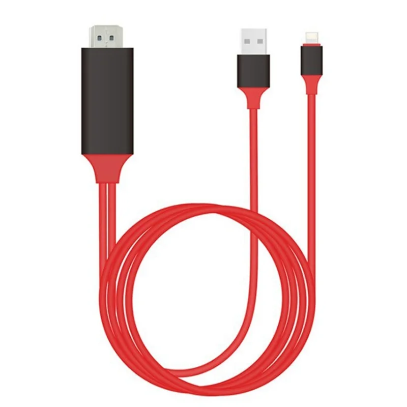 For  Interface To -Compatible CABLE-1080P HDTV To  Adapter Cable For Iphone Mobile To TV Projection Cable Red 1 PCS
