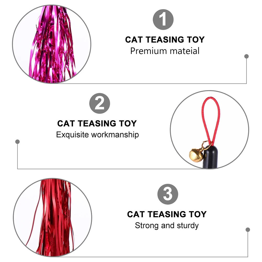 

8Pcs Cat Teaser Replacement Tassel Stick Bell Interactive Plaything for Pet Kitten Exercise and Fun Cat Teaser Replacement