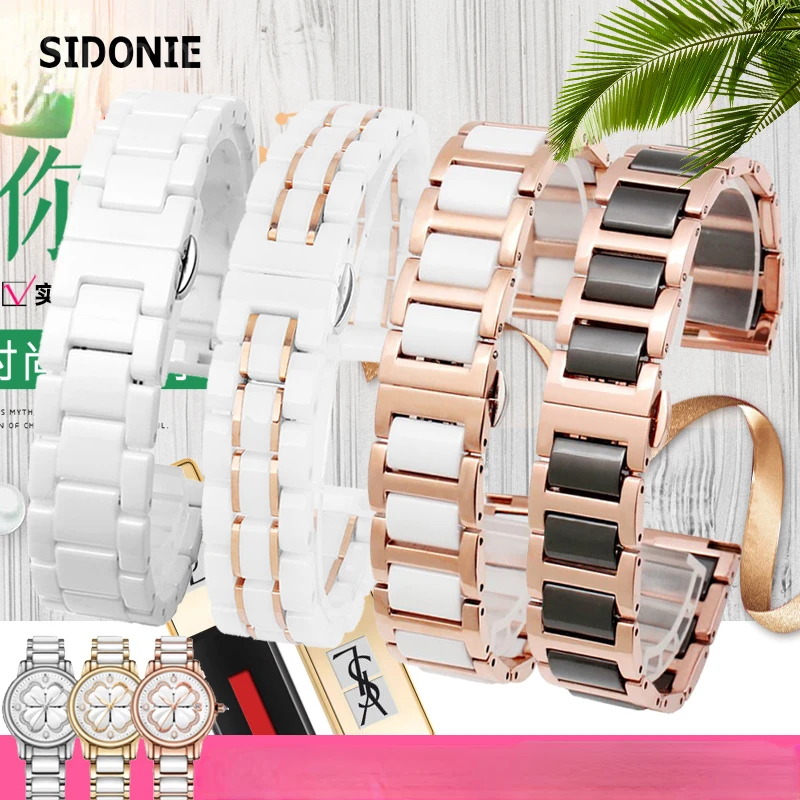 High-Quality Ceramic Watch Band for Rossini Guess Ebo Watch King Steel Watch Strap Bracelet 16 18mm