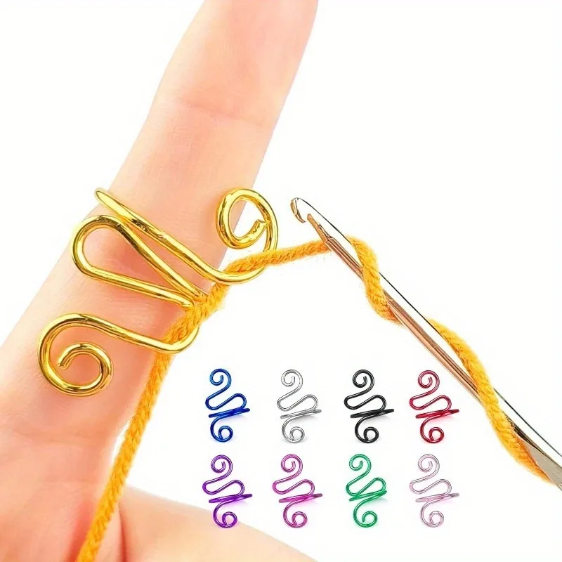 2/5/10pc DIY Adjustable Twisted Snake Shape Knitting Loop Crochet Finger Rings Artistic Handmade Knitting Making Auxiliary Tools