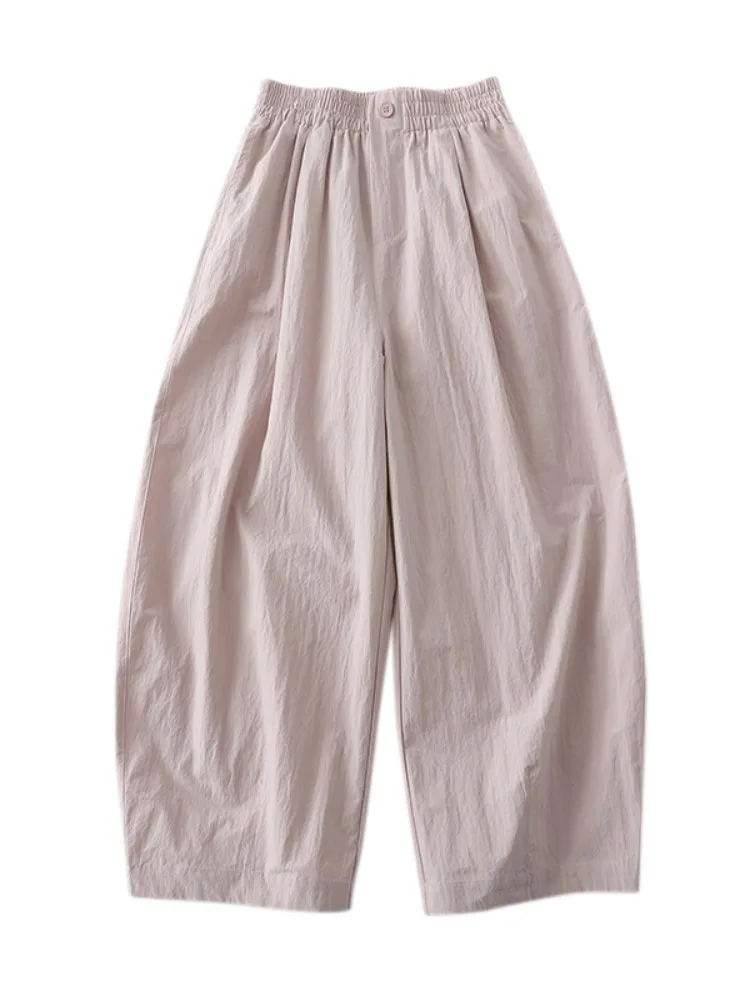 Pantaloni coreani a gamba larga da donna Elastico in vita Sport casual Sle Pantaloni larghi drappeggiati a palloncino Pantaloni da pendolare Faion