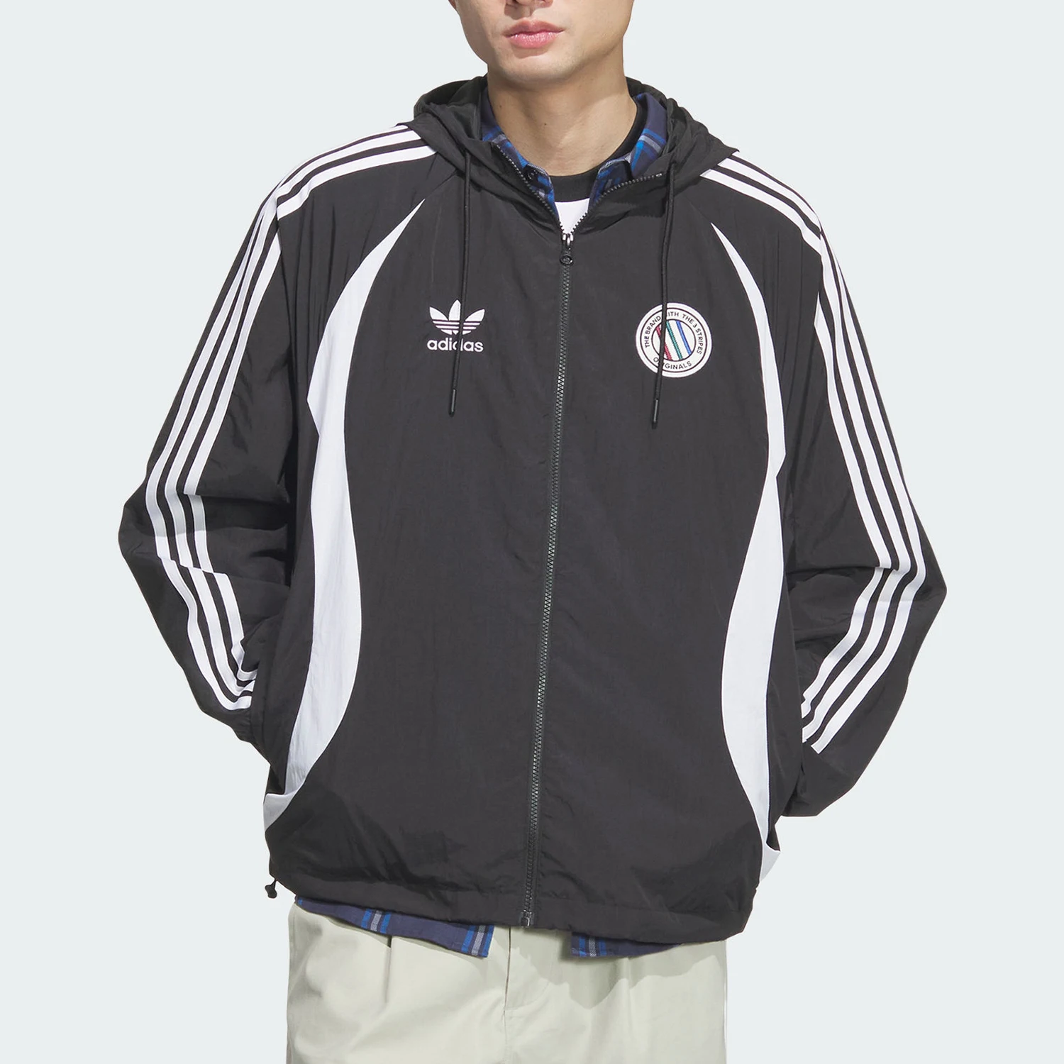 

Adidas Originals Men's Patchwork Hooded Loose Striped Jacket JL8358