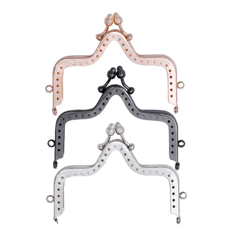 10cm Vintage Metal Purse Frame Kiss Clasp Lock Ring Handle M Shape for DIY Bag Handle DIY Bag Accessory