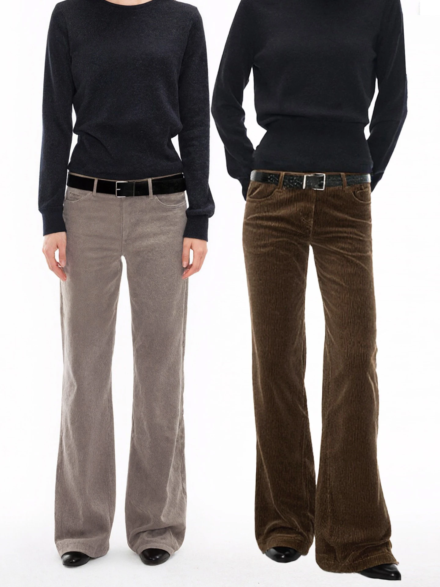 

SUNDAYAM Vintage Slim Fit Corduroy mid Low Waist Straight Leg Casual Pants Loose Micro Flared Women Summer Cotton Breathable