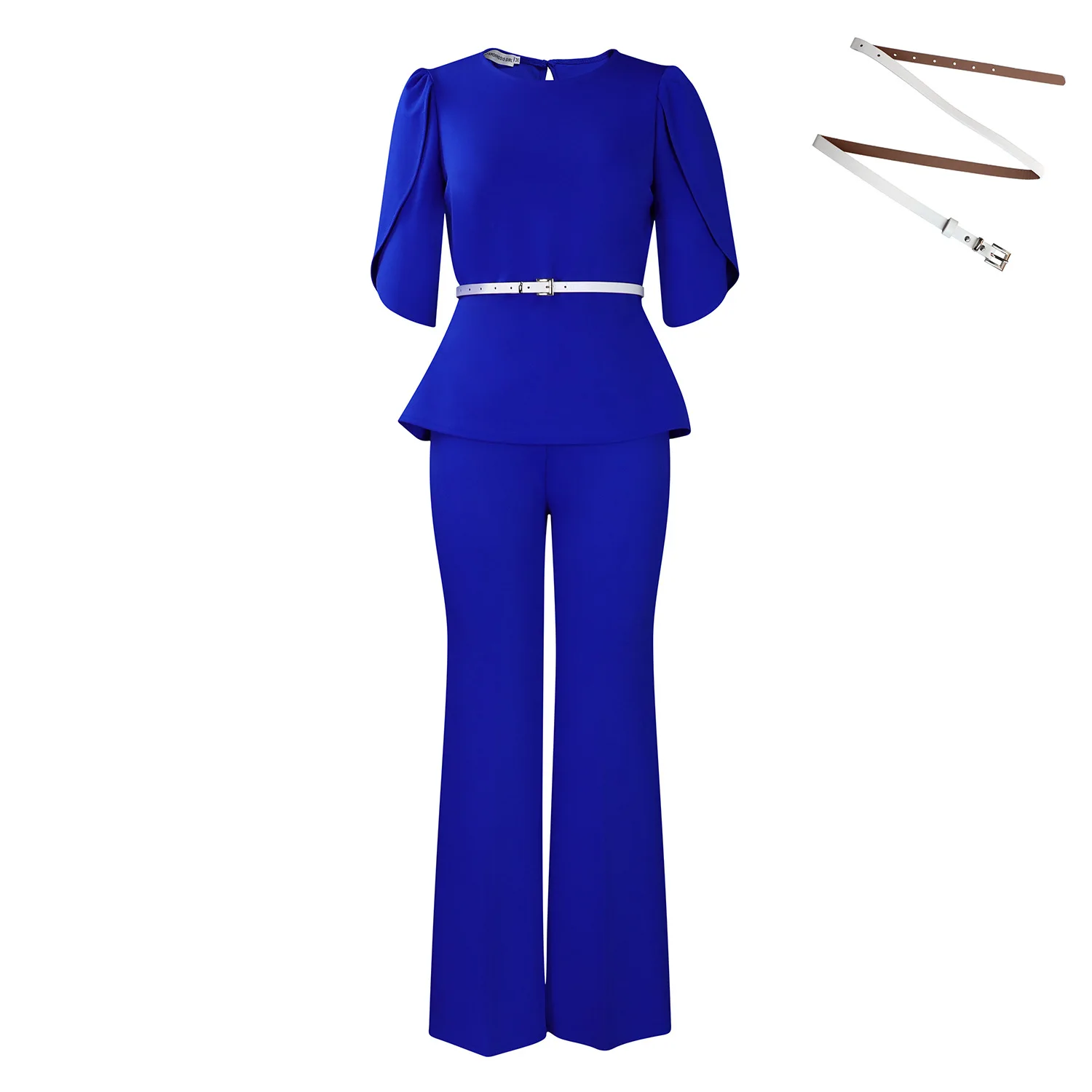 Elegant and Fashionable 2025 Pure Color Two-Piece Set with Wide Leg Pants