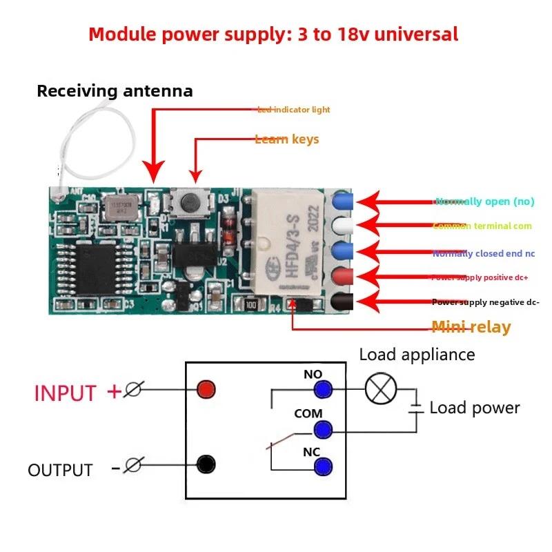10PCS Miniature Wireless Remote Control Switch3V6V12VMini Silent RelayLEDSmall light power on/off module