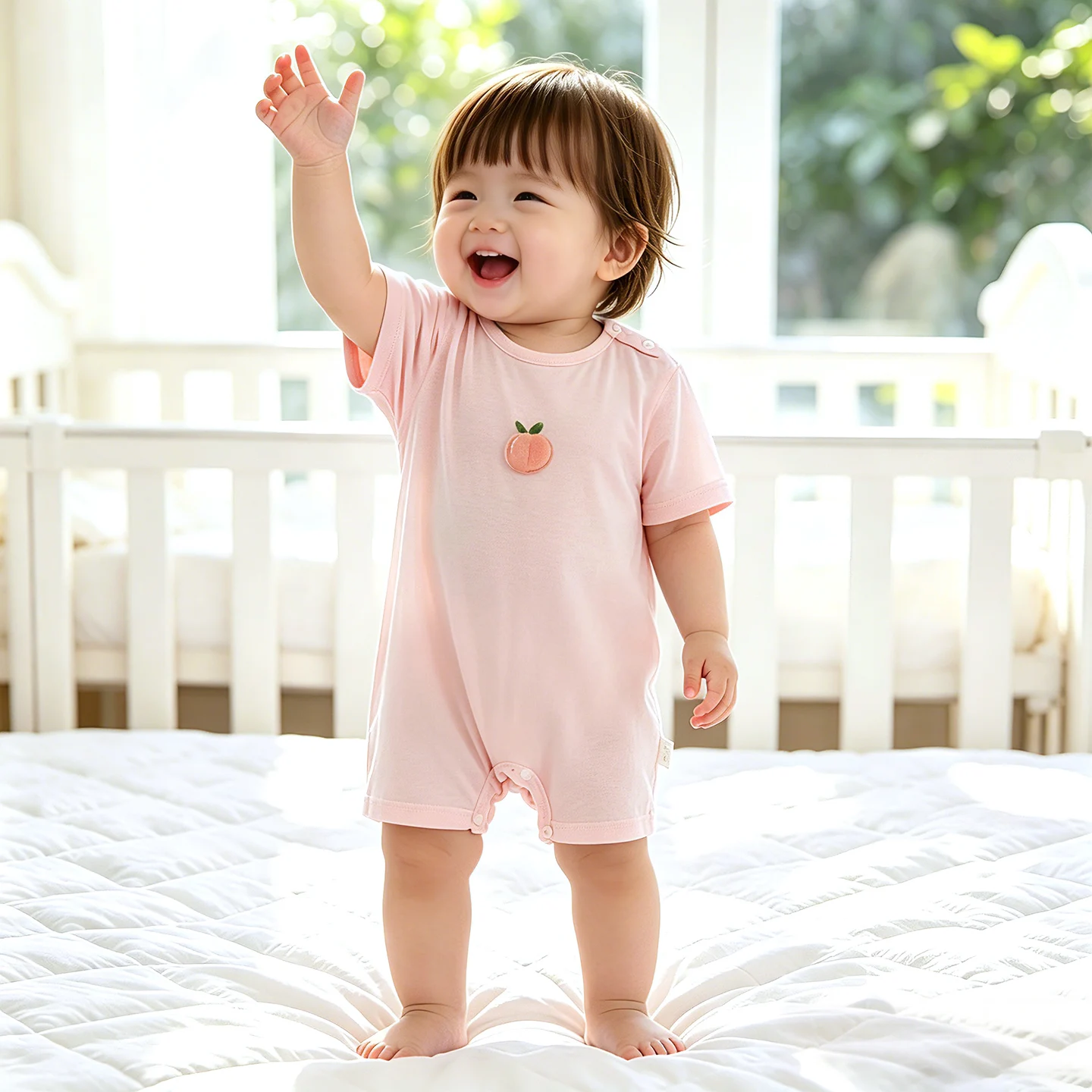 Summer Short Sleeve Baby Romper Shoulder Button Design Overhead Style Air Conditioned Outfit for Infants And Toddlers