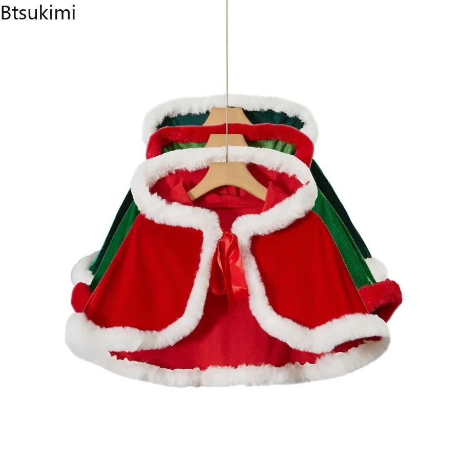 

New Arrivals Christmas Theme Plush Shawl Cloak Halloween Cosplay Costumes Adult Hooded Xmas Cape Fashion Party Dress Up Poncho