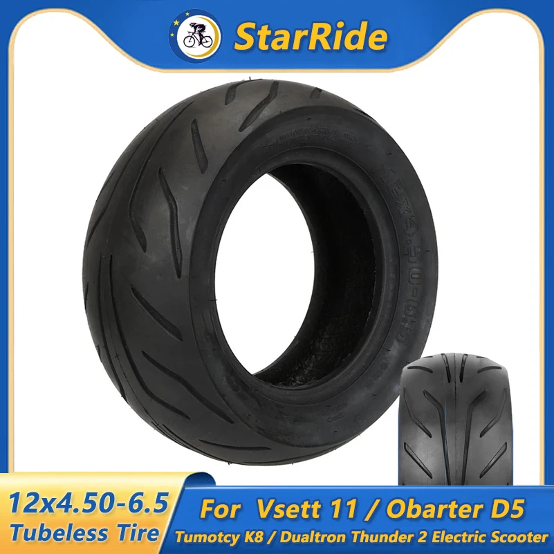 

12x4.50-6.5 Tubeless Tire 12-Inch Vacuum Tyre For Vsett 11 Obarter D5 Tumotcy K8 Dualtron Thunder 2 Electric Scooter Tires Parts