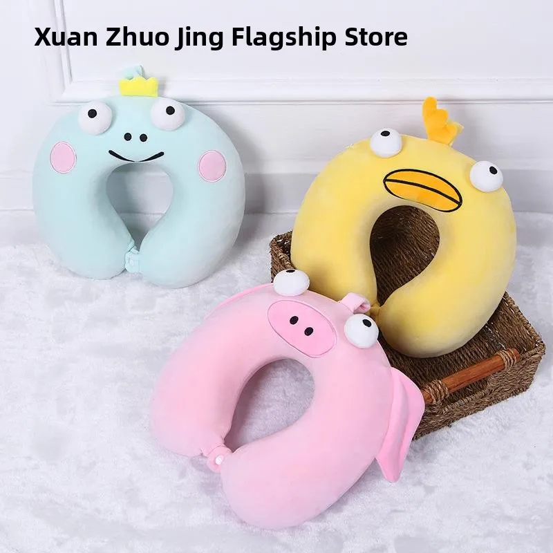 

Подушка для шеи U-образной формы из пены с эффектом памяти, мультяшная, для офиса, сна, путешествий, портативная, с регулировкой высоты и веса