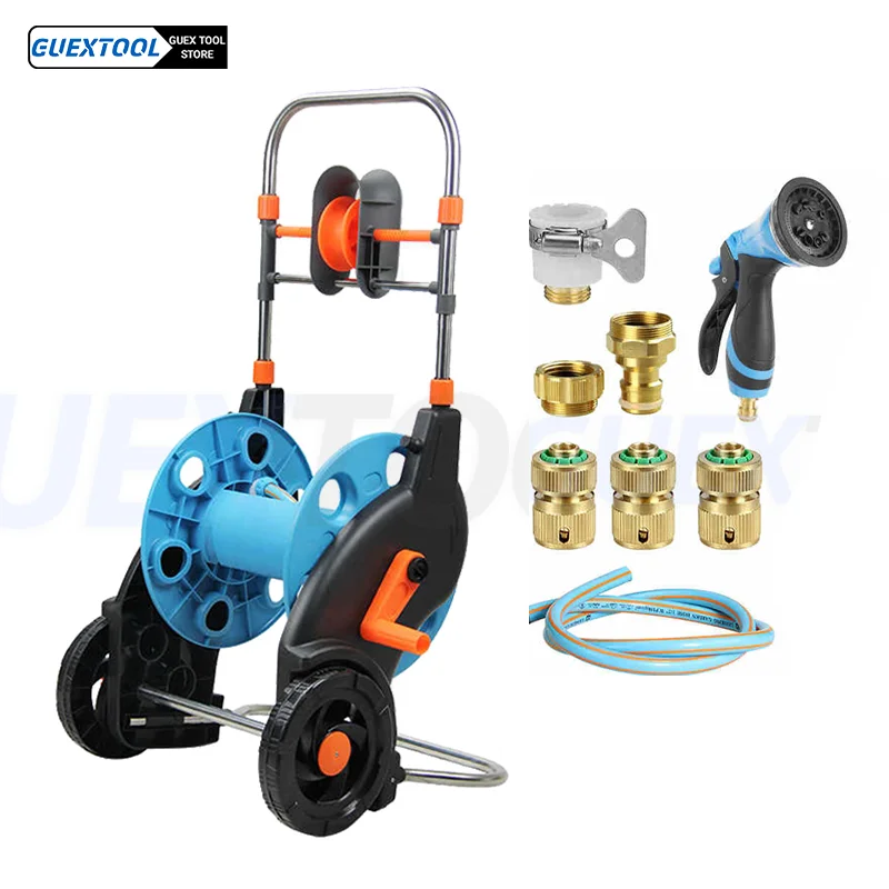 Portable Hand Pushed Water Pipe Truck  Hose Reel Cart Garden Water Hose Carts Mobile Tools with Wheels Outdoor Hose Reels