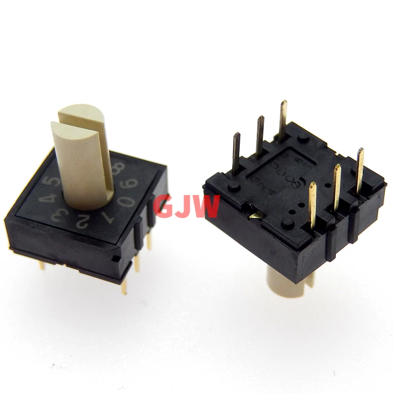 5PCS RH3HAF-10R-V-B rotary coding DIP switch 10 bits 0-9 with handle 3:3 pin RH3HA-10R-V-B