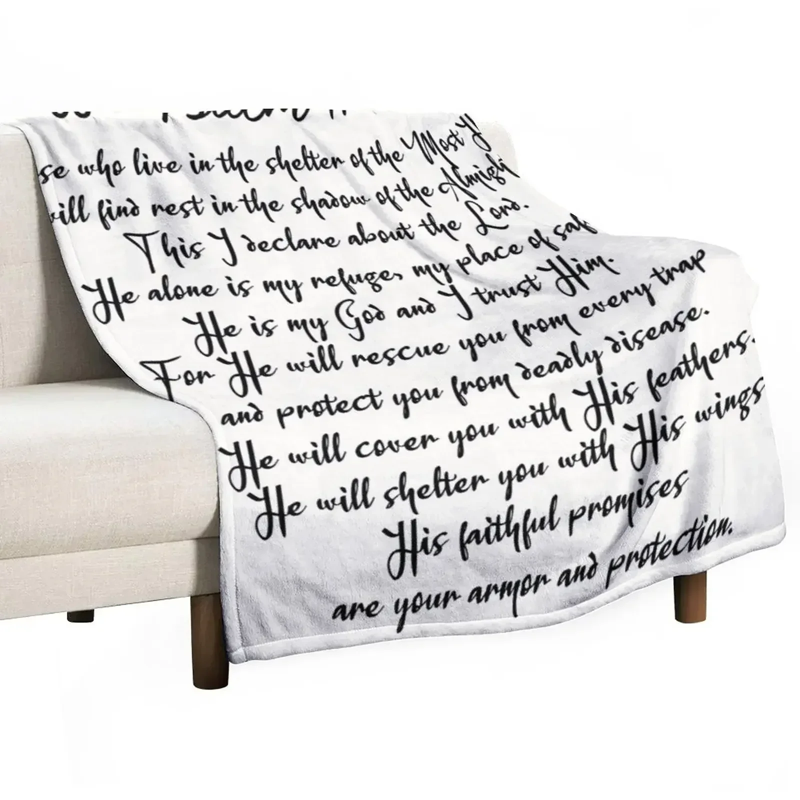 Psalm 91 | Christian Inspirational Bible Verse Decorative Handwriting Throw Blanket Decoratives manga For Sofa Thin Blankets