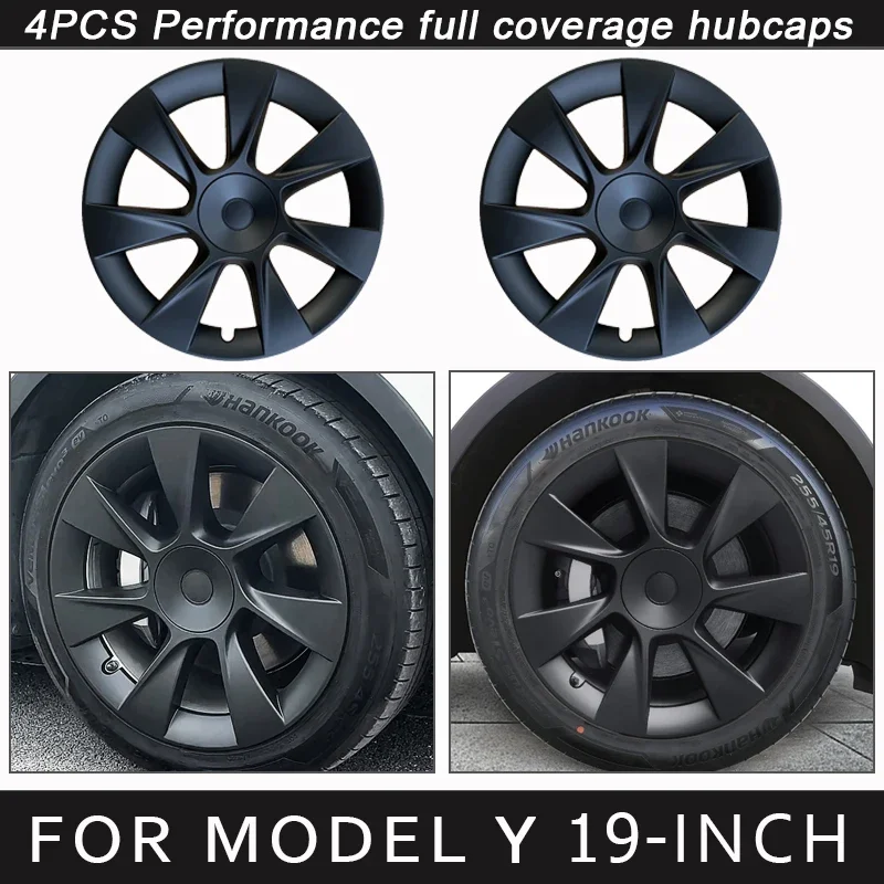 

4PCS Hub Cap Performance Replacement for Tesla Model Y 19 Inch Wheel Cap Automobile Hubcap Full Rim Cover Accessories 2018-2024