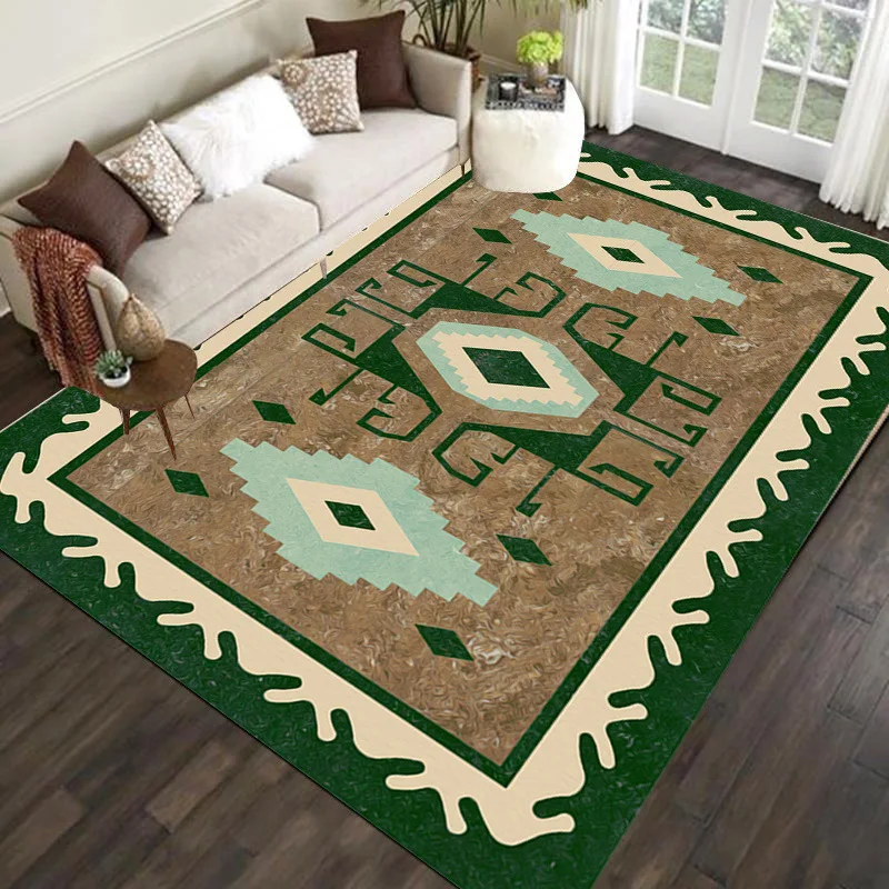 VIKAMA Retro Ethnic Style Light Luxury Flannel Bedroom, Living Room Sofa, Coffee Table, Creative Carpet Home Decoration