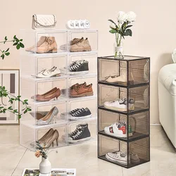 Shoe box hard box magnetic absorption transparent acrylic doll bag hand storage box rack thickened large side shoe cabinet.