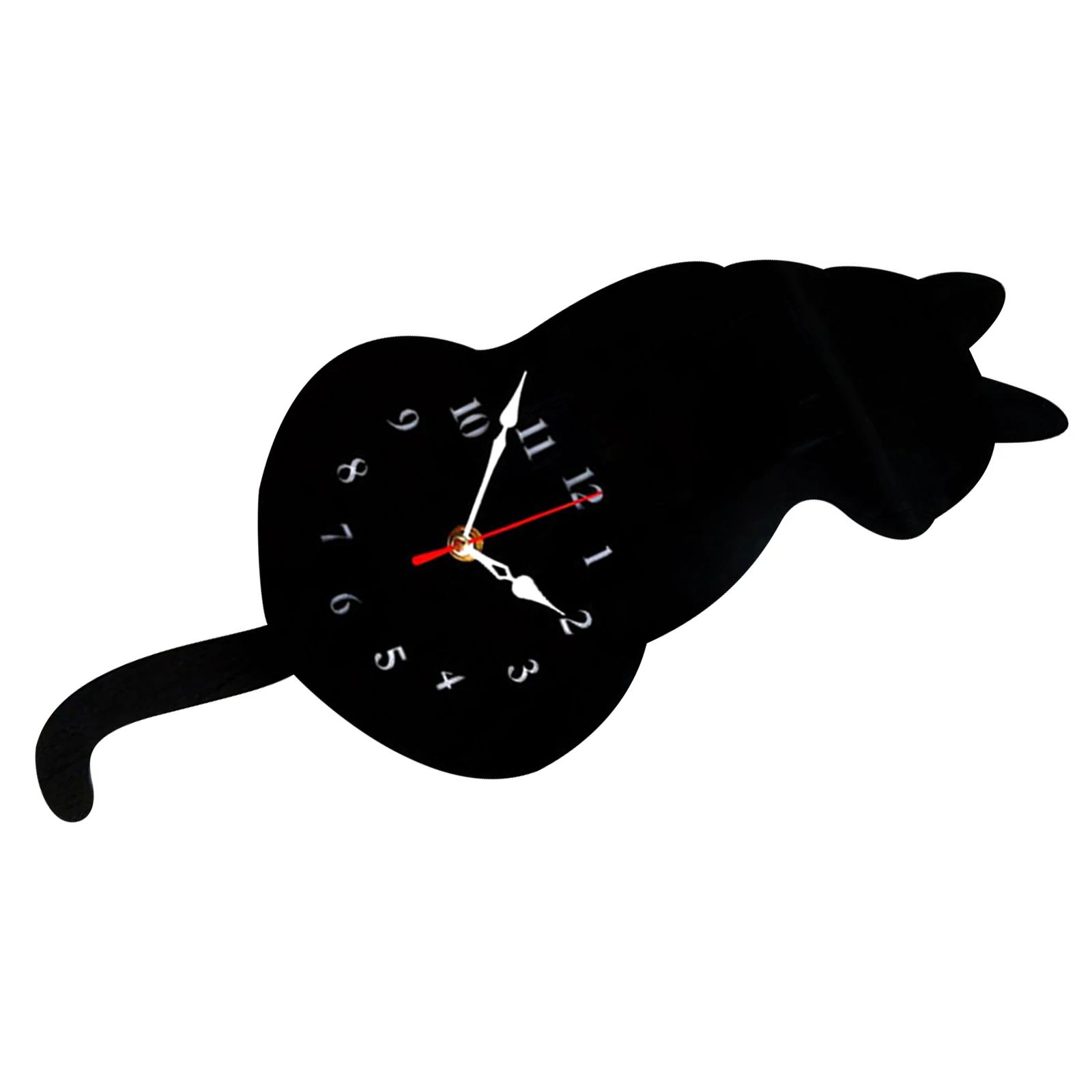 

Acrylic Wall Clock Silent Cats Shape Easy Clean High Gloss Environmental Home Decor Living Room Kids Room Cute Animal