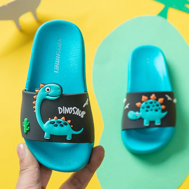 Picture 6: Toddler Little Kids Dinosaur Beach/Pool/Shower Slides/Anti-Skid Home Bath Slippers/Cute Summer Outdoor Shoes for Girls and Boys