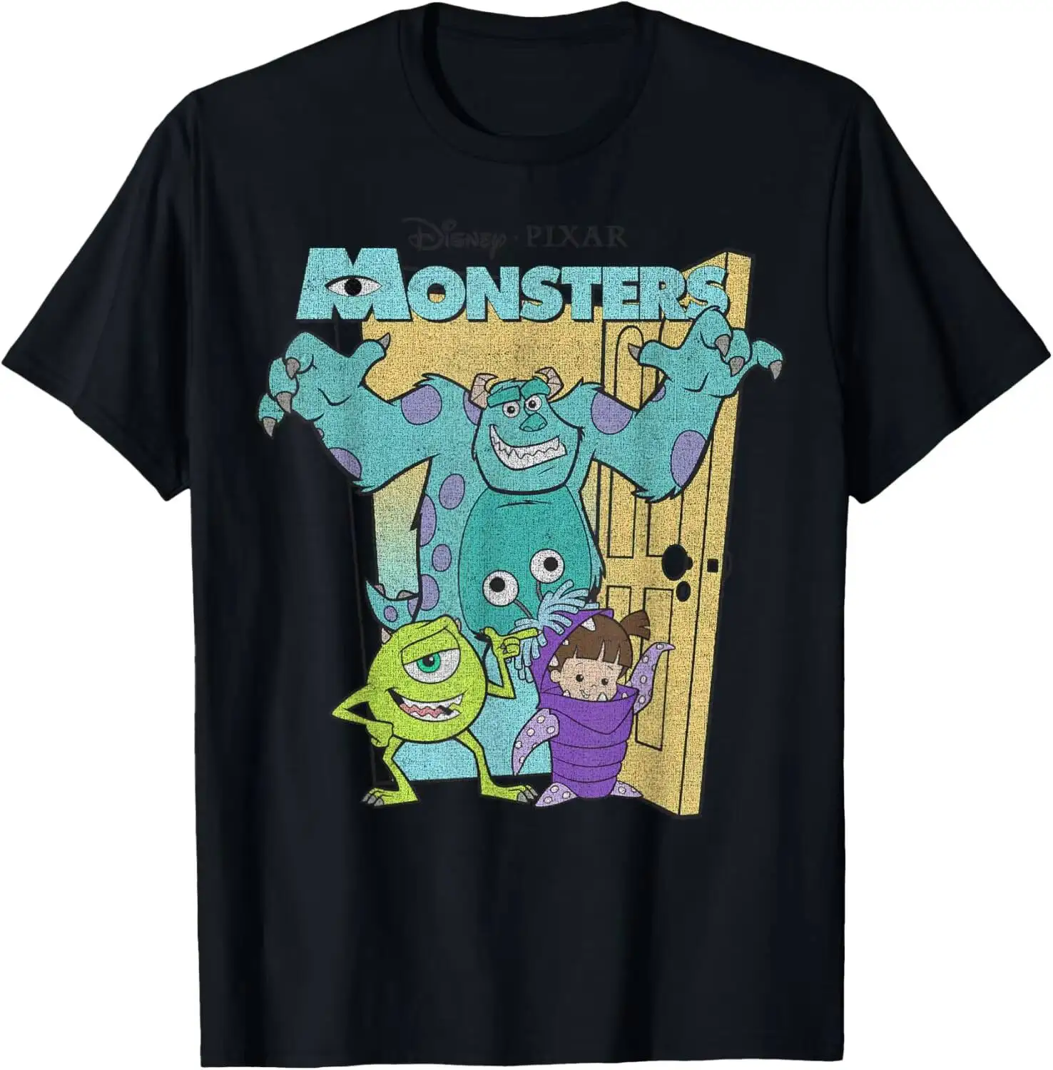 Pixar Monsters Inc. Mike Sully Boo Group Poster Summer Short-Sleeved Breathable Sweat-Wicking Versatile Fashion T-Shirt 100%