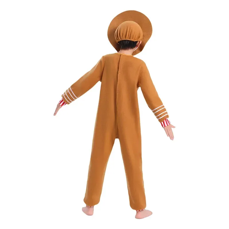 NewKids Gingerbread Cookie Fancy Costume Girls Boys Christmas Cosplay Halloween Xmas Dress Up2025c;5,v'8.d; - view 2