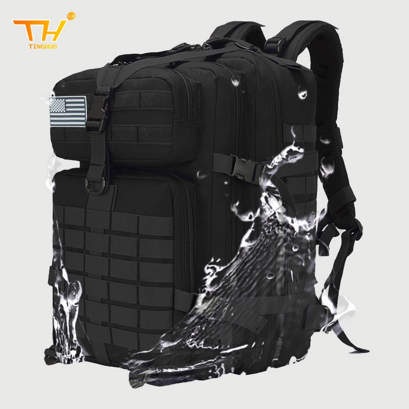 Qt & qy 45l tático mochila saco de sobrevivência caça molle mochila ginásio para homens edc caminhadas ao ar livre mochila bruxa garrafa titular