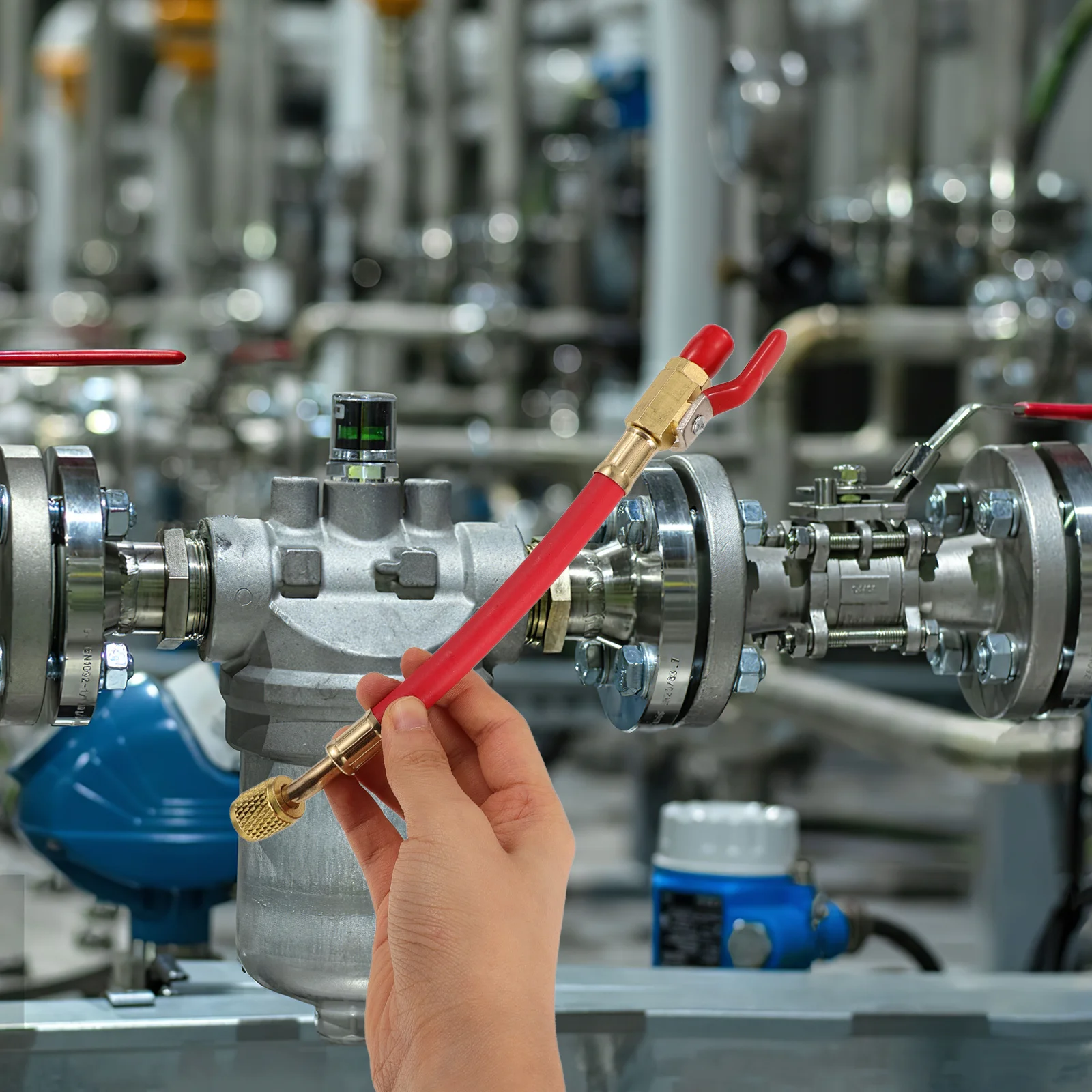 

3Pcs Ball Valve Charging Hose Set Red Yellow Blue for Hvac Refrigeration High Pressure Resistant