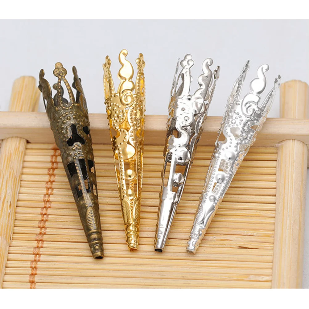 100 ชิ้นยาวทรัมเป็ตดอกไม้ผู้ถือ Receptacle หมวก 5 กลีบเหล็กลูกปัด Cones Filigree เครื่องประดับทําอุปกรณ์