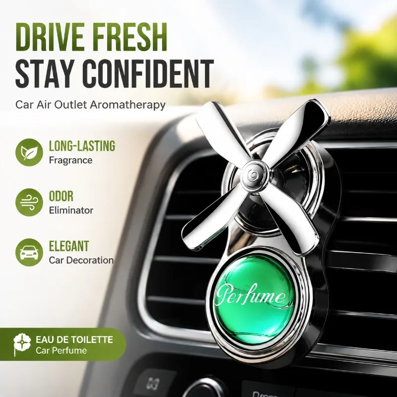 Four-leaf Round Car Air Vent Aroma Diffuser Ornament Long-lasting Mild Natural Scent Auto Interior Freshener Portable Vent Clip