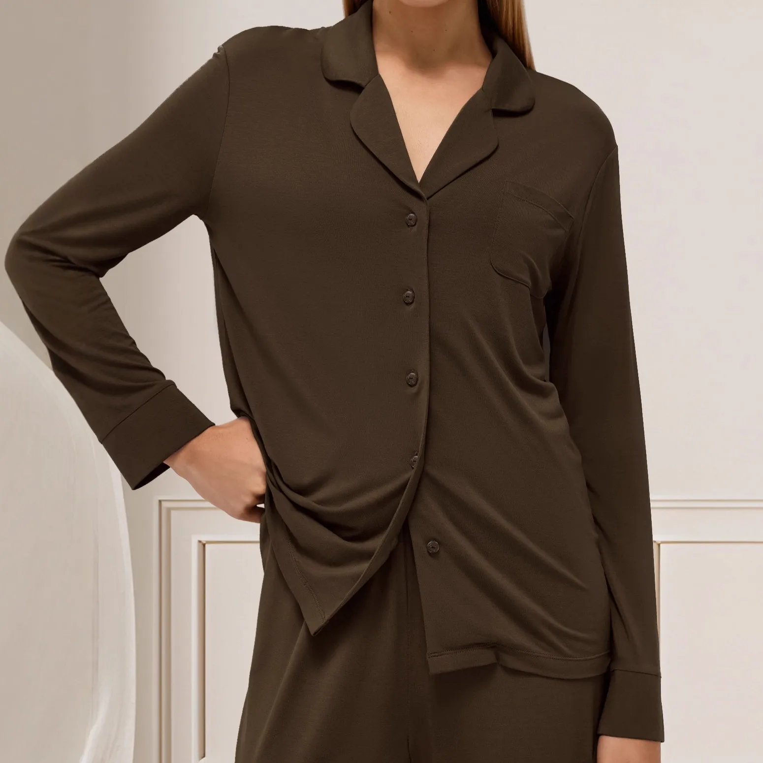 Stretch Long Sleeve Set Full Length European and American Style with Wedding Photo Studio Medium Weight Casual Wear for Women