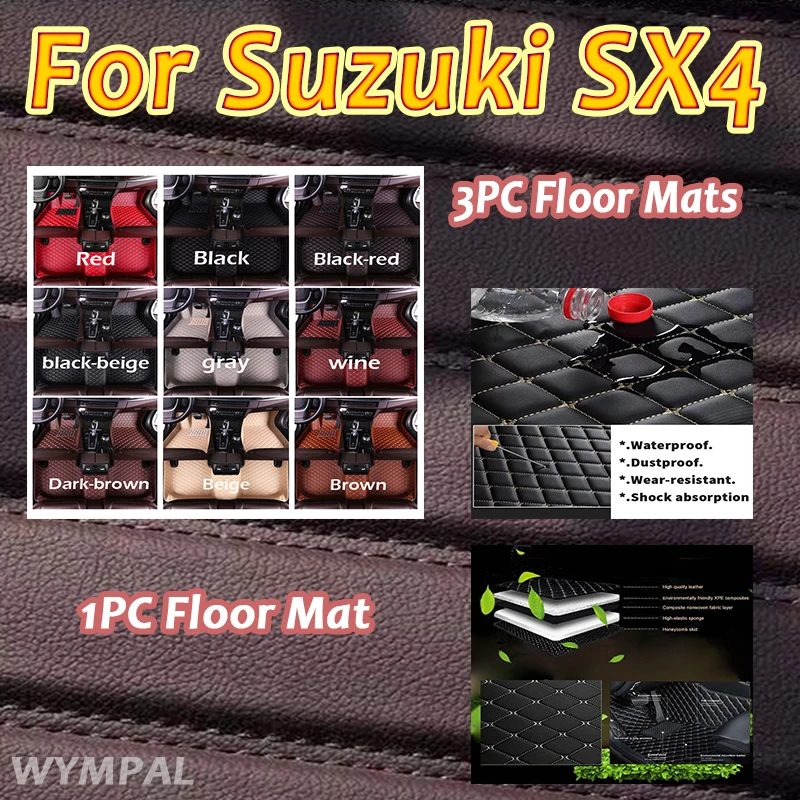 Luxury Car Floor Mats For Suzuki SX4 Hatchback 2018 2017 2016 2015 2014 2013 2012 2011 2010 2009 2008 2007 Carpets Rug Auto Mats