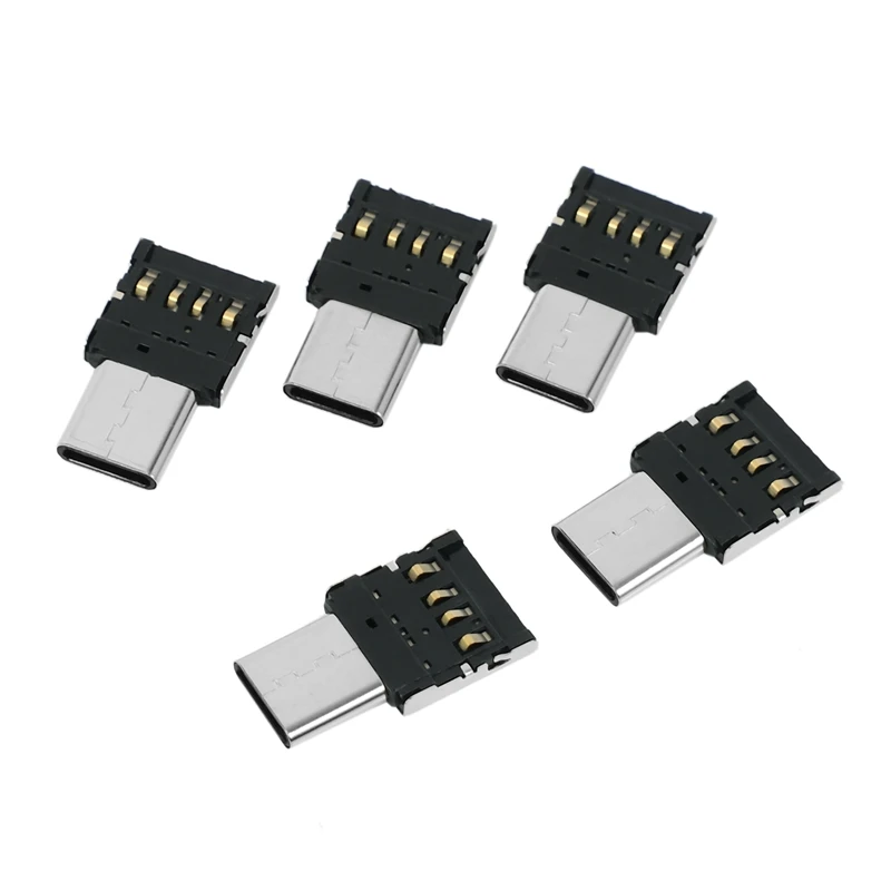 5pcs Ultra Mini Type-C USB-C to USB 2.0 OTG Adapter for Cell Phone Tablet & USB Cable & Flash Disk