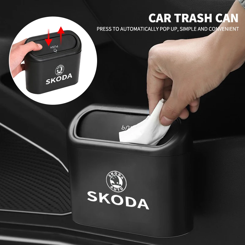 

Hanging Car Trash Can Vehicle Garbage Dust Case Storage Box For Skoda S Kodiaq Octavia 2 3 Yeti Karoq Rapid Fabia VII VRS