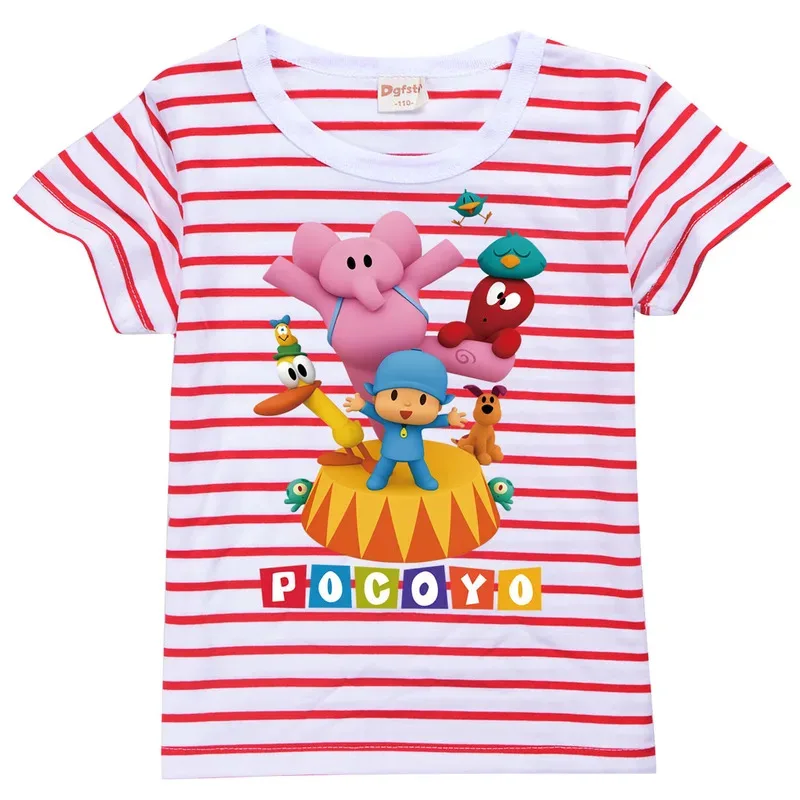 موضة Pocoyoe تي شيرت ملابس الصيف الاطفال قصيرة الأكمام س الرقبة التي شيرت للبنين بنات لطيف تيز طفل الأطفال الكرتون شريط علوي