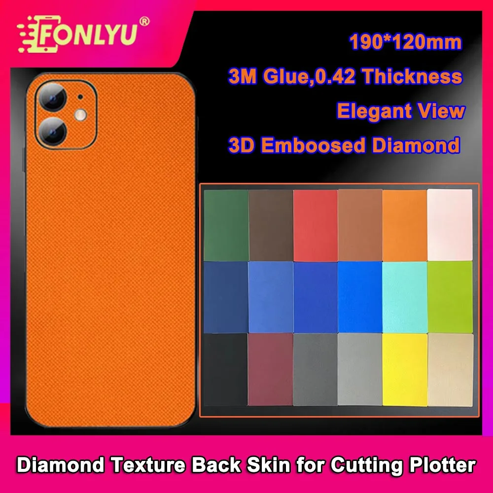 

FONLYU 3D Diamond Texture Back Film Phone Skin for Cutting Machine Mobilephone Protective Films Back Housing Cover Stickers 50pc
