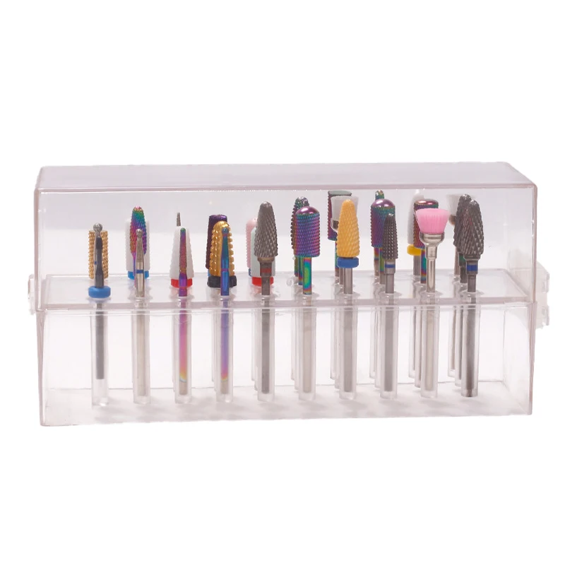 30 Holes Clear Nail Drill Bits Holder Storage Box For Milling Cutter Dustproof Nail Bit Case For Acrylic Nails Accessories