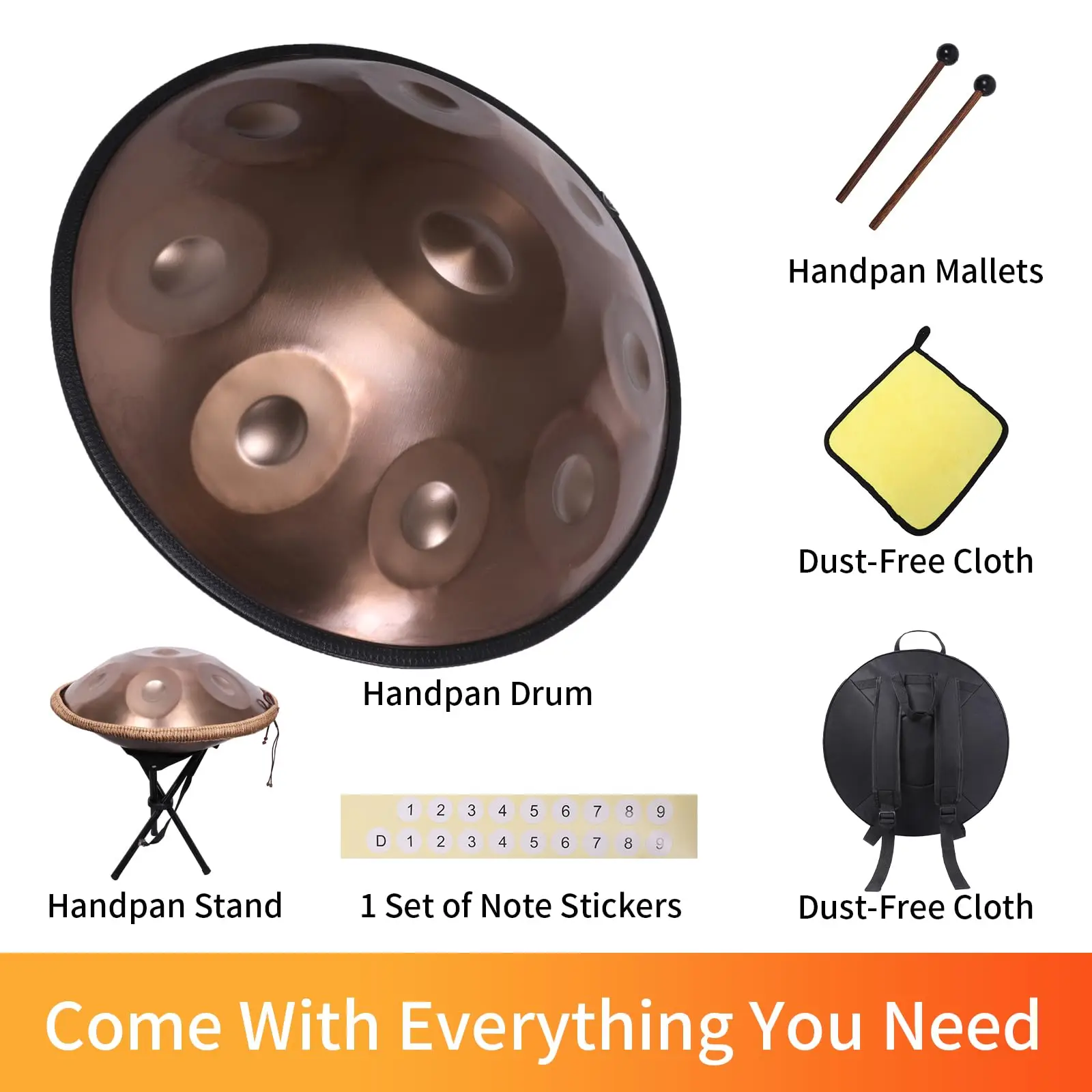 Factory Wholesale Purple Colorful 9 Note D Minor Drum Set 432 440HZ Handpan Hand Pan Handpan