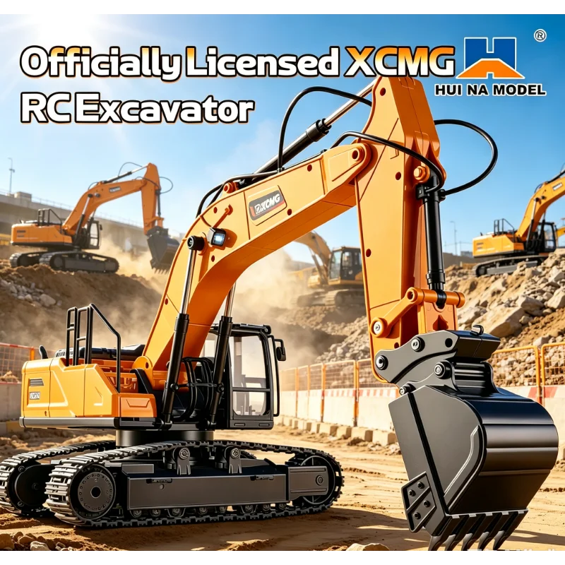Huina 1/24 Xe1260 Rc Excavator Rtr, 360° Rotation Remote Control Digger With Metal Bucket Light Sound